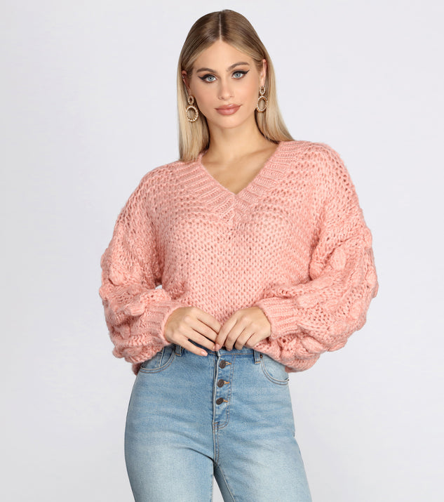 Pom Sleeve Detail Oversized Sweater