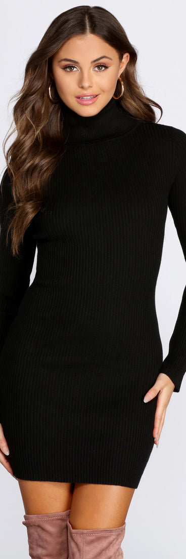 Long Sleeve Ribbed Mini Dress
