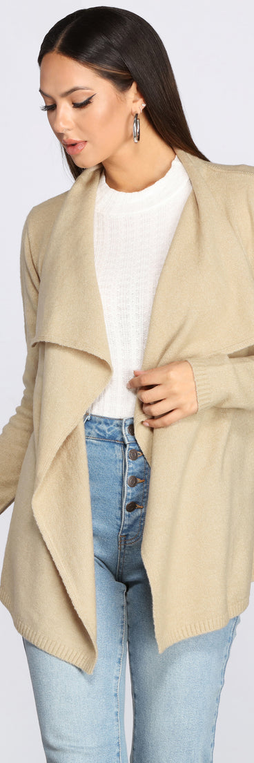 Drape Front Knit Cardigan