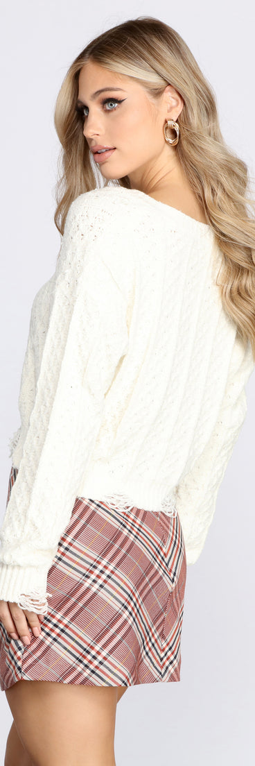 Cozy Distressed Cropped Sweater