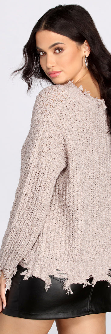 Stylishly Distressed V-Neck Sweater