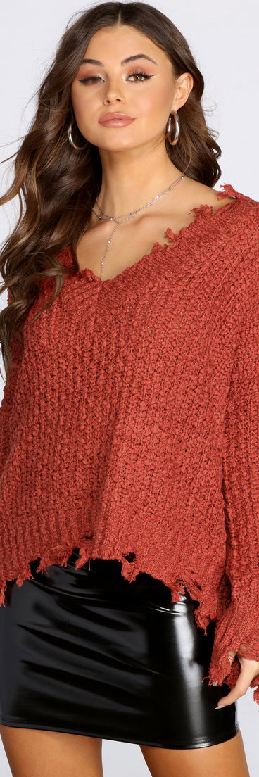 Stylishly Distressed V-Neck Sweater