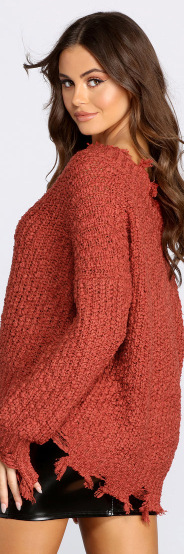 Stylishly Distressed V-Neck Sweater
