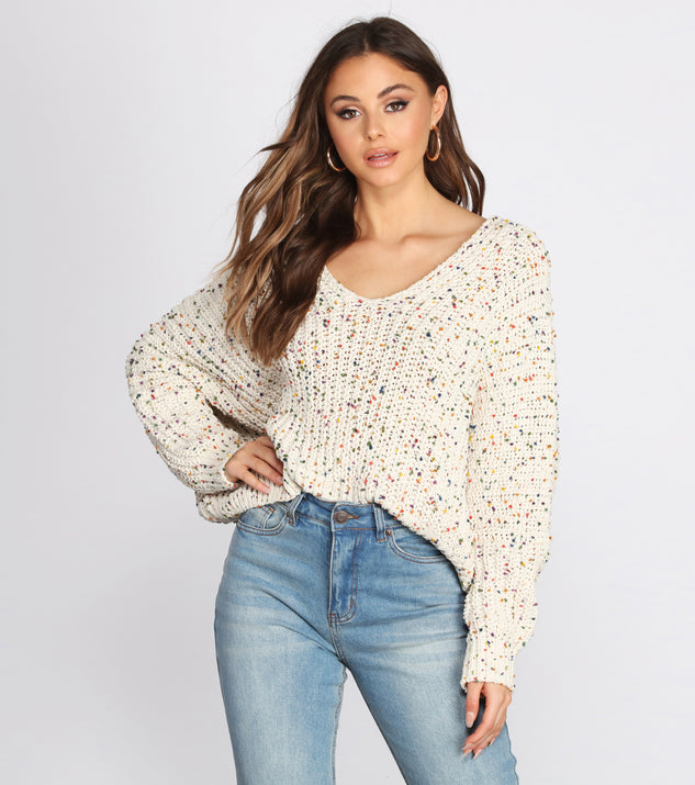 Confetti Knit V Neck Sweater