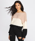 With fun and flirty details, Colorblock Popcorn Knit Sweater shows off your unique style for a trendy outfit for the summer season!