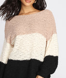 With fun and flirty details, Colorblock Popcorn Knit Sweater shows off your unique style for a trendy outfit for the summer season!