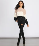 With fun and flirty details, Colorblock Popcorn Knit Sweater shows off your unique style for a trendy outfit for the summer season!