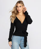 Ribbed Tie Waist Dolman Sweater