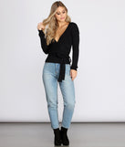 Ribbed Tie Waist Dolman Sweater