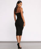 Sleeveless V Neck Asymmetrical Wrap Ribbed Midi Dress