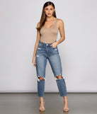 With fun and flirty details, Lace-Up Chic Sleeveless Bodysuit shows off your unique style for a trendy outfit for the summer season!