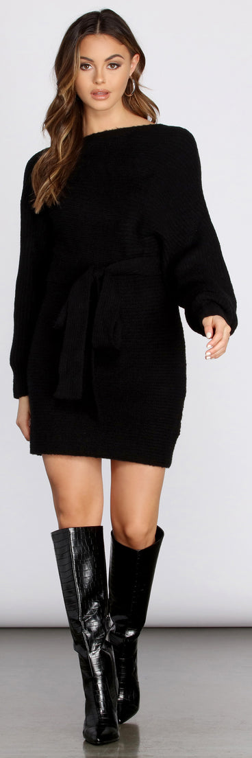 Cozy Up Dolman Sleeve Sweater Dress creates the perfect New Year’s Eve Outfit or new years dress with stylish details in the latest trends to ring in 2023!