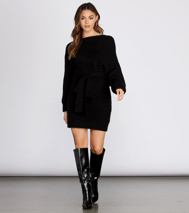 Cozy Up Dolman Sleeve Sweater Dress creates the perfect New Year’s Eve Outfit or new years dress with stylish details in the latest trends to ring in 2023!