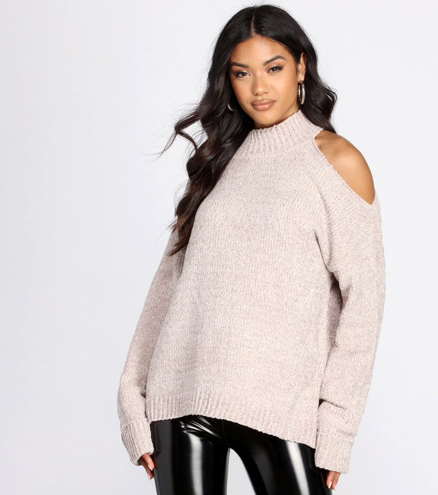 Chenille Cold Shoulder Sweater