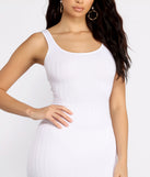 Allure Them All Scoop Neck Tank Midi Dress creates the perfect summer wedding guest dress or cocktail party dresss with stylish details in the latest trends for 2023!