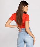 With fun and flirty details, Classic Cut out Crew Neck Crop Top shows off your unique style for a trendy outfit for the summer season!