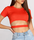 With fun and flirty details, Classic Cut out Crew Neck Crop Top shows off your unique style for a trendy outfit for the summer season!