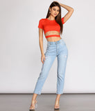 With fun and flirty details, Classic Cut out Crew Neck Crop Top shows off your unique style for a trendy outfit for the summer season!