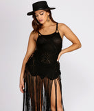 With fun and flirty details, Fringe Hem Crochet Tunic shows off your unique style for a trendy outfit for the summer season!