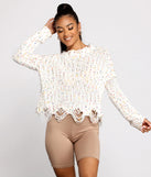With fun and flirty details, Issa Celebration Confetti Knit Distressed Sweater shows off your unique style for a trendy outfit for the summer season!