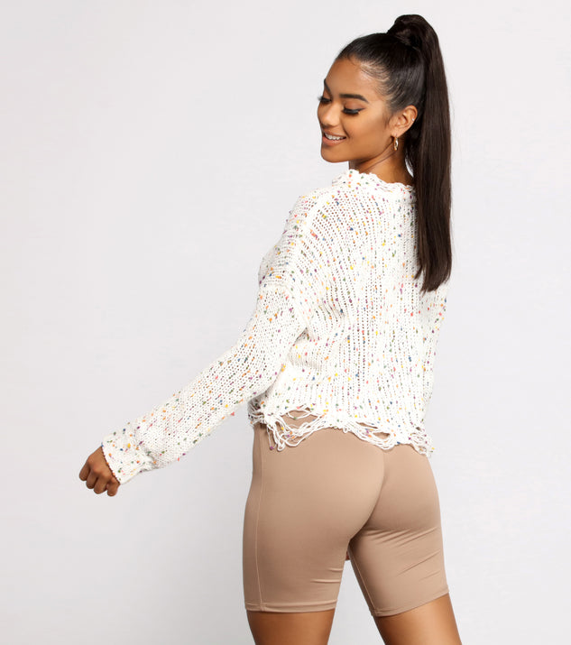 Distressed confetti sweater deals