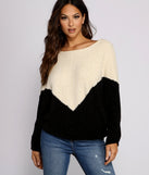 With fun and flirty details, Two Tone Chenille Boat Neck Sweater shows off your unique style for a trendy outfit for the summer season!