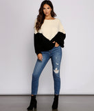 With fun and flirty details, Two Tone Chenille Boat Neck Sweater shows off your unique style for a trendy outfit for the summer season!