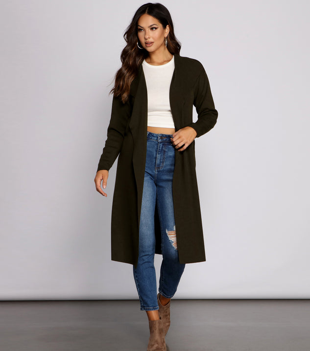 Tie Waist Long Line Cardigan