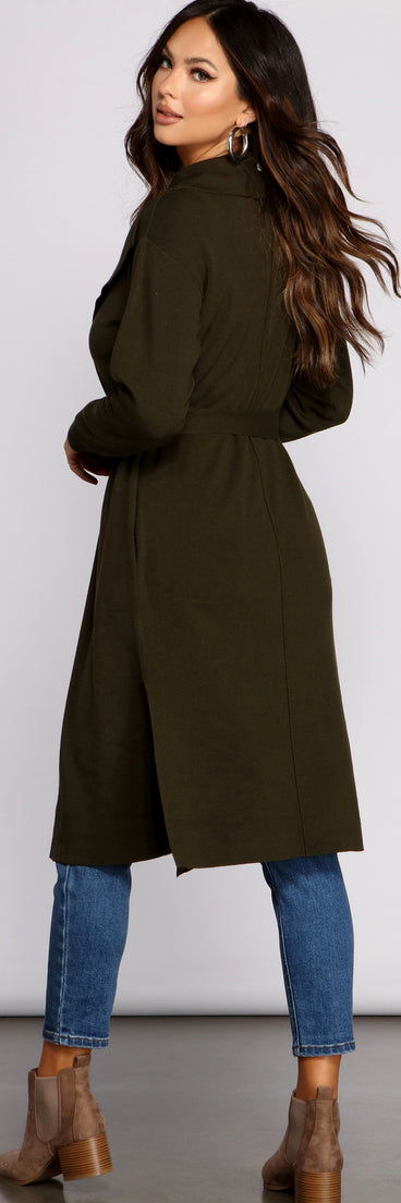 Tie Waist Long Line Cardigan