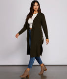 Tie Waist Long Line Cardigan
