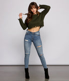 With fun and flirty details, Stylishly Distressed Cropped Sweater shows off your unique style for a trendy outfit for the summer season!