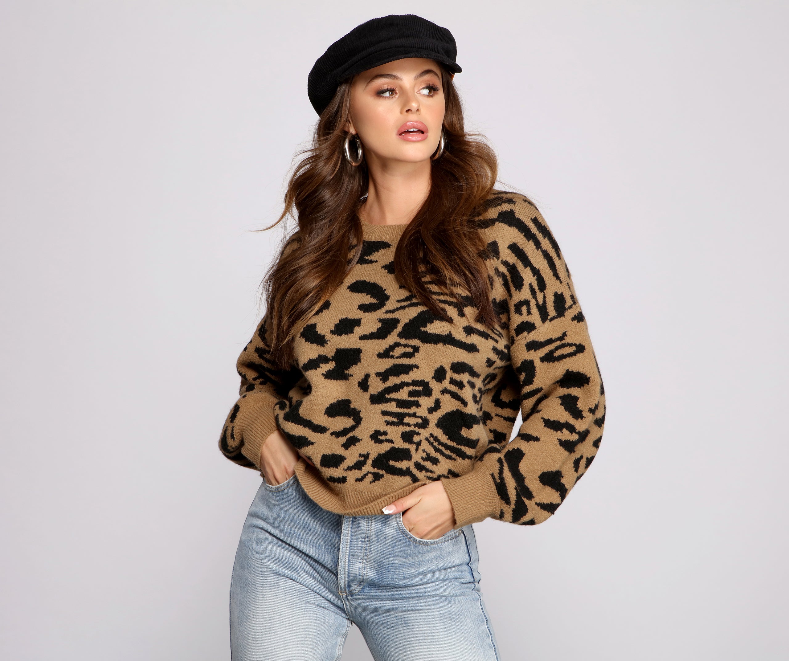 Leopard Print Crew Neck Sweater | Windsor Leopard Print Crew Neck Sweater | Windsor