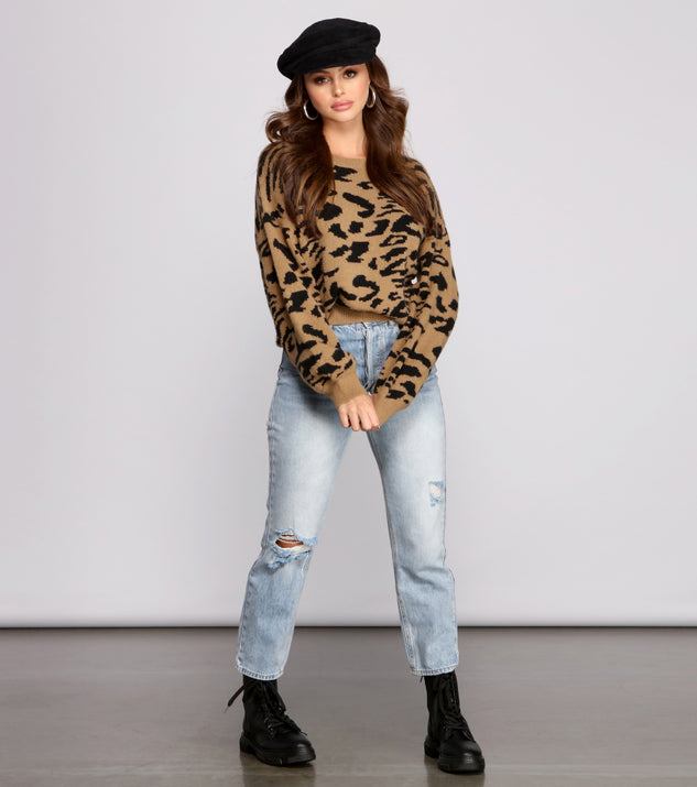 Leopard Print Crew Neck Sweater | Windsor Leopard Print Crew Neck Sweater | Windsor