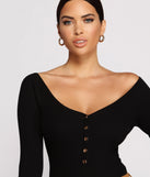 With fun and flirty details, Ribbed Knit Henley Button-Front Bodysuit shows off your unique style for a trendy outfit for the summer season!