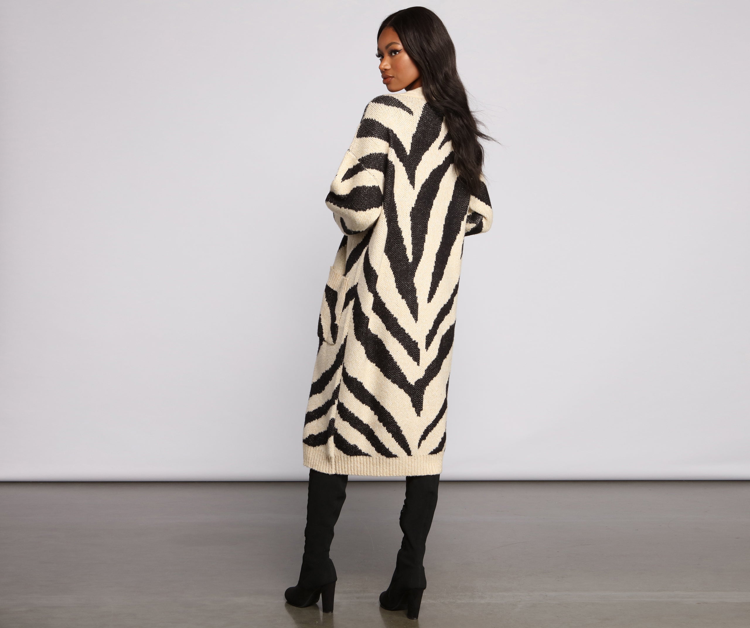 ロンオーダー Zebra Print Long Line Cardigan | Windsor
