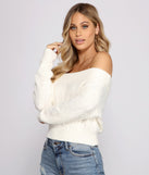 With fun and flirty details, Off the Shoulder Cable Knit Sweater shows off your unique style for a trendy outfit for the summer season!
