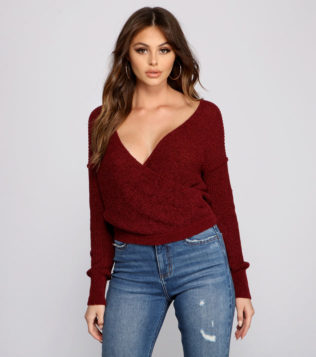 With fun and flirty details, Wrapped In Basics Surplice Sweater shows off your unique style for a trendy outfit for the summer season!