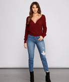 With fun and flirty details, Wrapped In Basics Surplice Sweater shows off your unique style for a trendy outfit for the summer season!