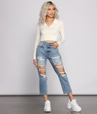 With fun and flirty details, Collared Cropped Knit Henley Top shows off your unique style for a trendy outfit for the summer season!