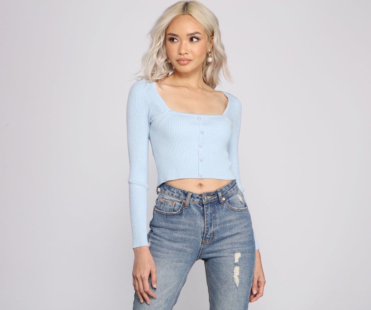 Trendy Girl Ribbed Knit Crop Top