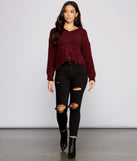 With fun and flirty details, Distressed And Chic Chenille Sweater shows off your unique style for a trendy outfit for the summer season!