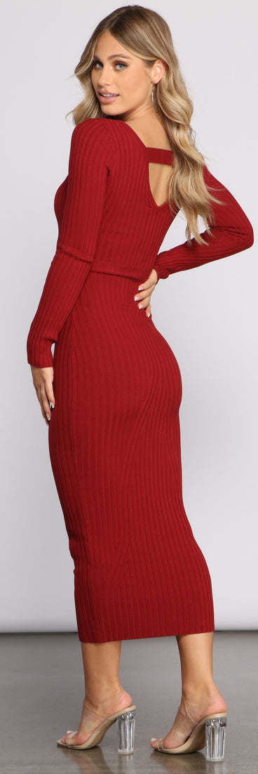 Trend Alert Ribbed Knit Midi Dress
