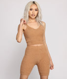 You’ll look stunning in the Eyelash Knit Crop Top when paired with its matching separate to create a glam clothing set perfect for a New Year’s Eve Party Outfit or Holiday Outfit for any event!