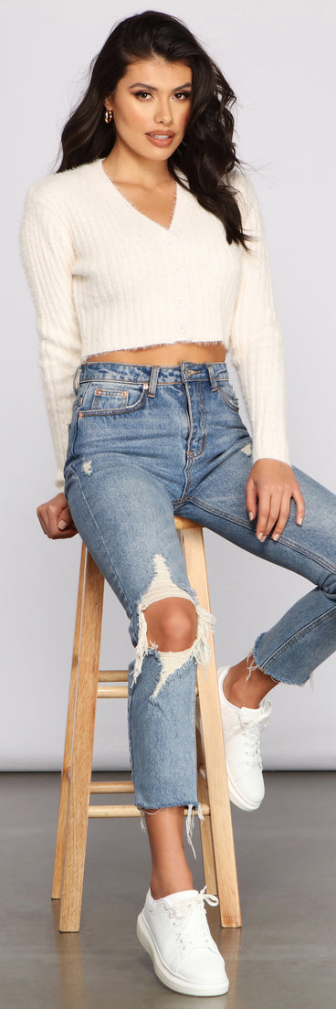 With fun and flirty details, Effortlessly Trendy Fuzzy Knit Cardigan shows off your unique style for a trendy outfit for the summer season!