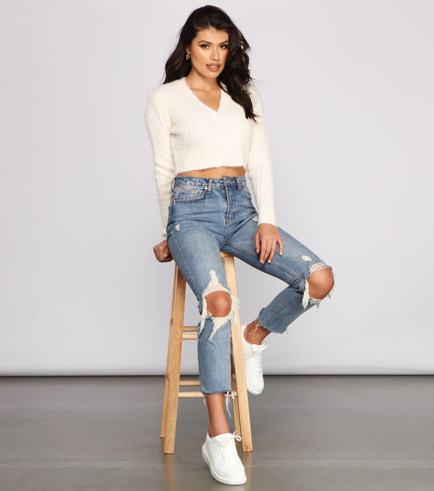 With fun and flirty details, Effortlessly Trendy Fuzzy Knit Cardigan shows off your unique style for a trendy outfit for the summer season!