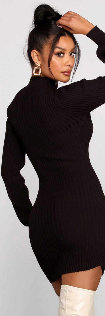 All Dolled Up Ribbed Knit Mini Dress