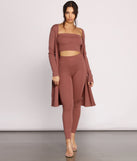 You’ll look stunning in the Keeping Knit Casual Tie Waist Duster when paired with its matching separate to create a glam clothing set perfect for parties, date nights, concert outfits, back-to-school attire, or for any summer event!