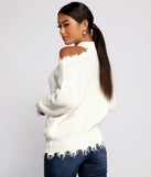 With fun and flirty details, Distressed Cold Shoulder Crew Neck Sweater shows off your unique style for a trendy outfit for the summer season!