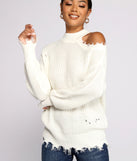 With fun and flirty details, Distressed Cold Shoulder Crew Neck Sweater shows off your unique style for a trendy outfit for the summer season!