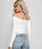 With fun and flirty details, Off The Shoulder Ribbed Eyelash Knit Sweater shows off your unique style for a trendy outfit for the summer season!